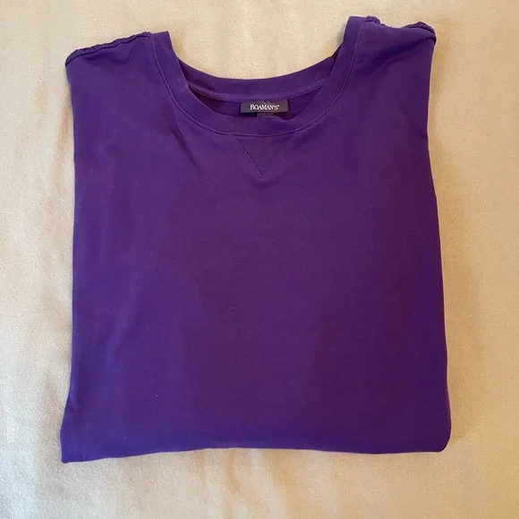 Roaman’s Women’s Size 3X 30/32 Pretty Purple Sweatshirt Decorative Sleeves - Picture 4 of 10